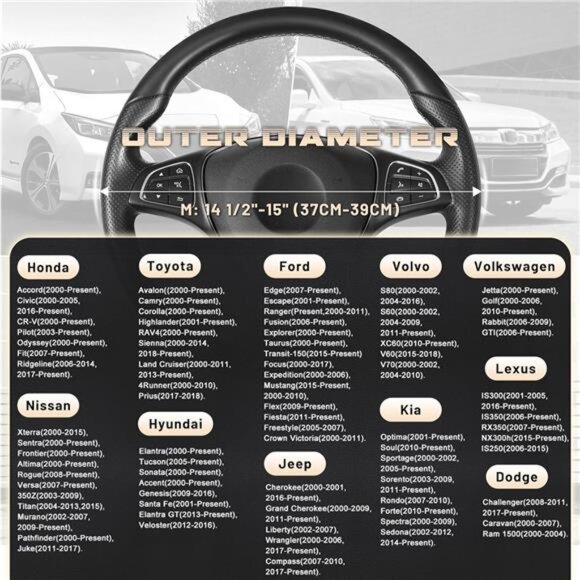 Direct Car Steering Wheel Cover Universal Standard Size 14.5-15 inch, Black - Picture 6 of 7